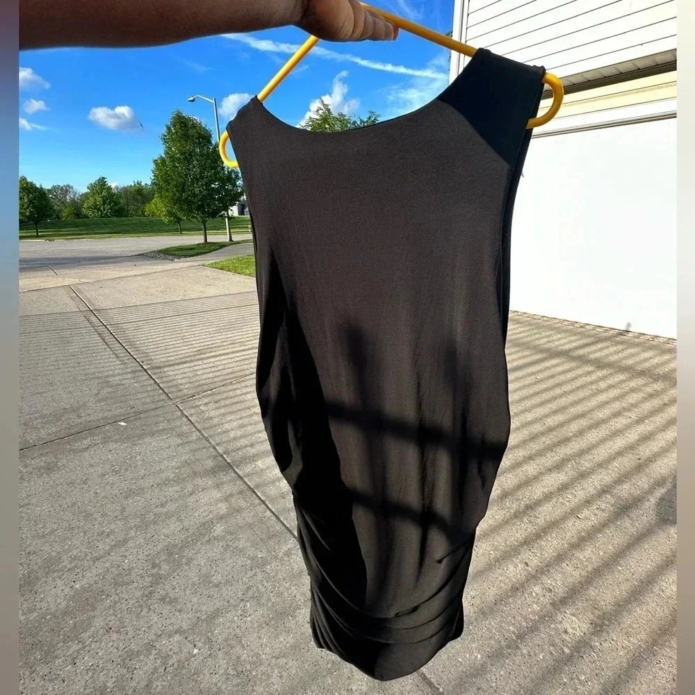 Ashley Stewart Zip Front Ruched Black Dress‎ Size 22/24